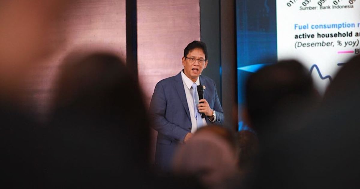 Menkeu Purbaya Yudhi Sadewa saat Bloomberg Technoz Economic Outlook 2026 di Jakarta, Kamis (12/2/2026) silam. (Foto Bloomberg Technoz/Andrean Kristianto)