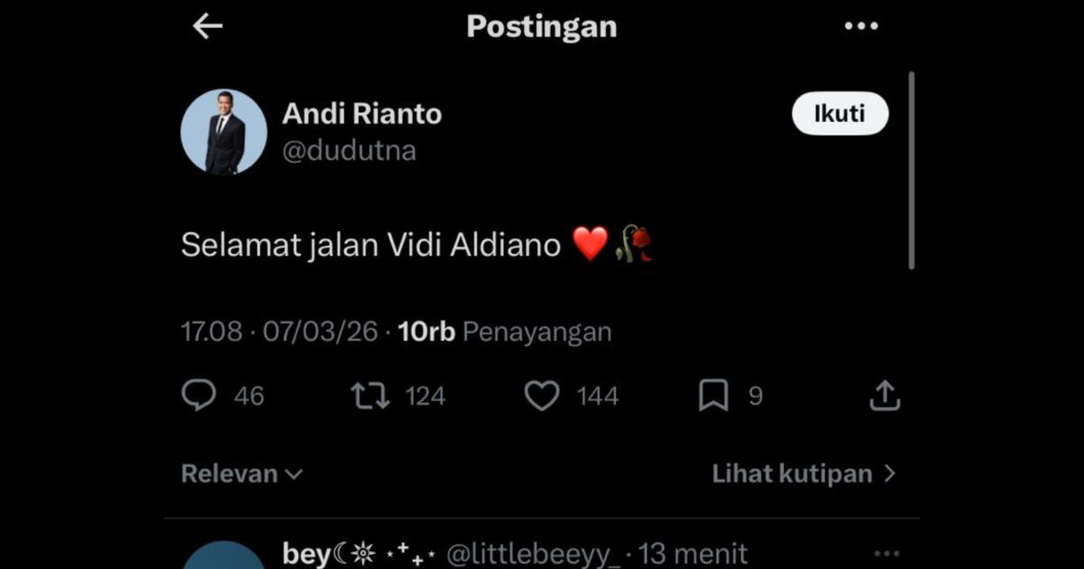 Industri musik Indonesia berduka atas wafatnya penyanyi Vidi Aldiano pada Sabtu, 7 Maret 2026. Keluarga memohon doa terbaik untuk almarhum. (Foto ilustrasi: X)