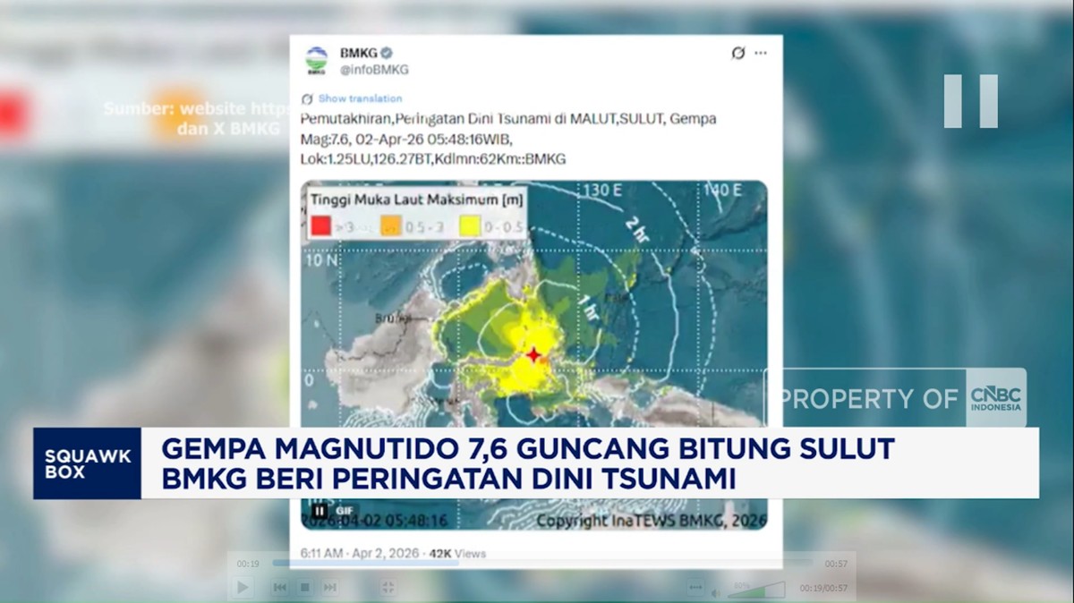 Guncangan Dahsyat M 7,6 Guncang Sulawesi Utara Pagi Ini, BMKG Segera Aktifkan Peringatan Dini Tsunami