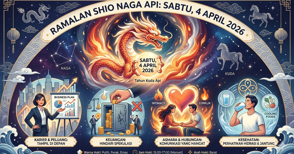 Ramalan Shio Naga Api Sabtu, 4 April 2026: Ledakan Energi Kreatif di Tengah Tantangan Kontrol Diri