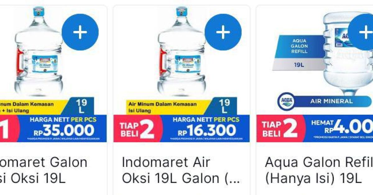 Update Harga Air Galon Mineral di Indomaret Terbaru: Ada Aqua, Air Oksi, hingga Le Minerale 15 Liter