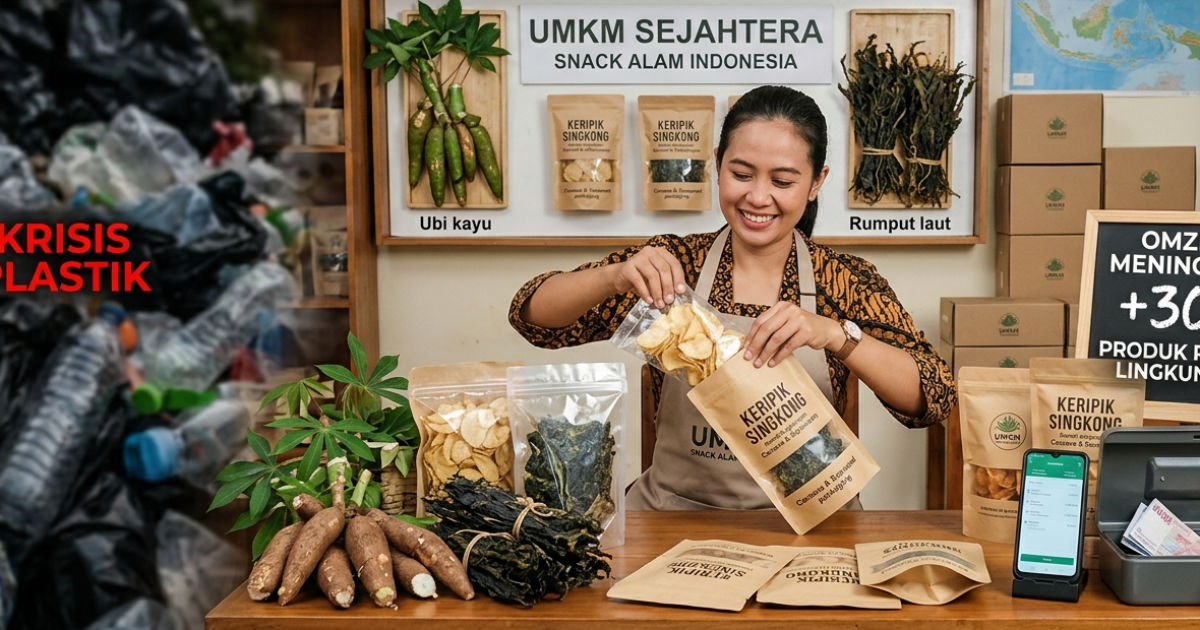 Krisis plastik mengancam! UMKM ini punya senjata rahasia: singkong dan rumput laut. Foto Gemini/Abu Bakar Boli/Bisnis Market)