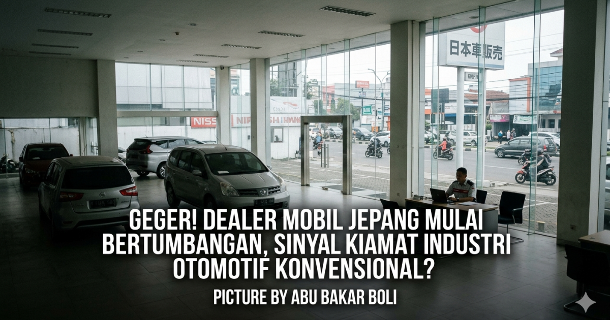 Ilustrasi Dealer mobil Jepang sepi, tanda bahaya industri otomotif konvensional di era kendaraan listrik? (Foto Gemini/Abu Bakar Boli)