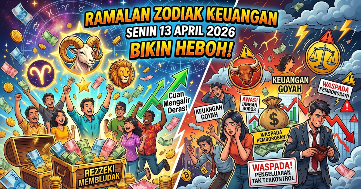 Ilustrasi Ramalan zodiak keuangan untuk Senin, 13 April 2026. (Foto: Gemini/Dayfri)