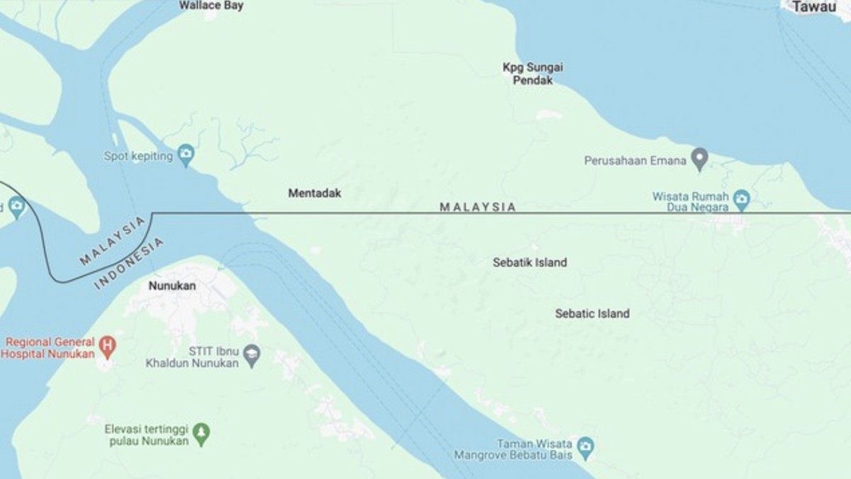 Foto: Peta Pulau Sebatik  (Tangkapan Layar Google Maps)