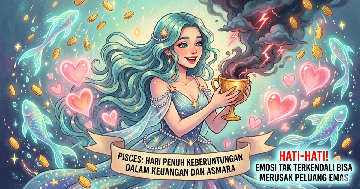 Ramalan Zodiak Pisces Hari Ini: Rezeki Melonjak, Cinta Menggoda, Jangan Sampai Salah Langkah!