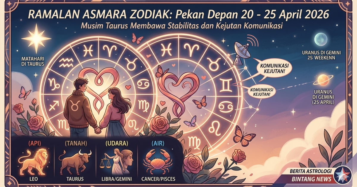 Ramalan Asmara Zodiak 20–25 April 2026