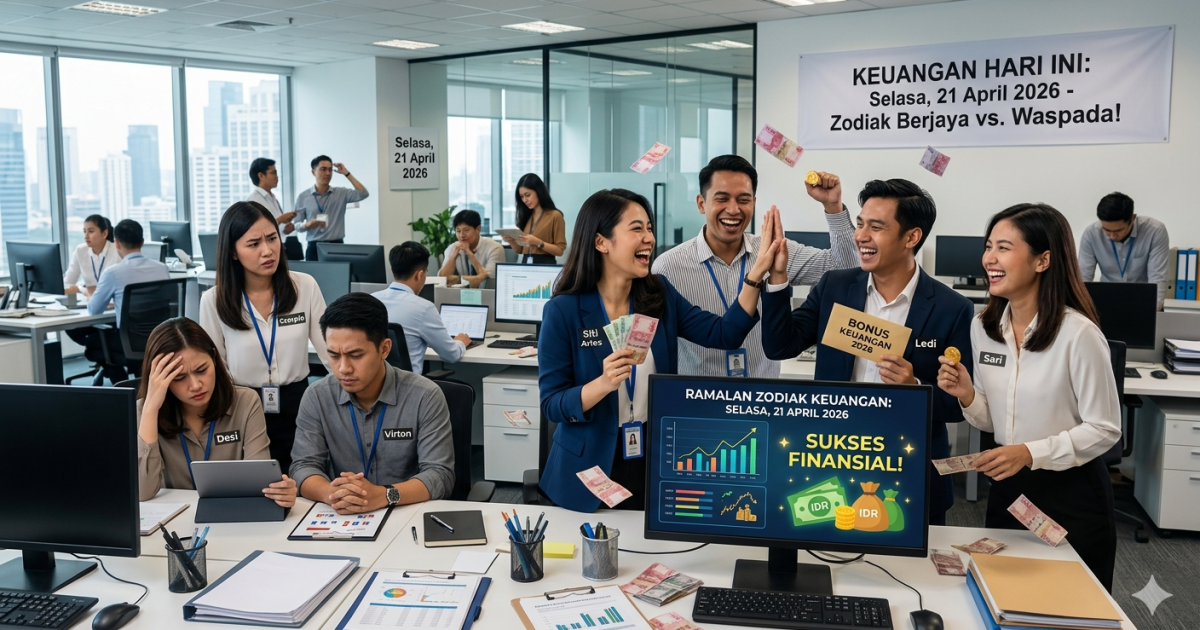 Ilustrasi ramalan zodiak keuangan Selasa, 21 April 2026 (foto: Gemini/Dayfri)