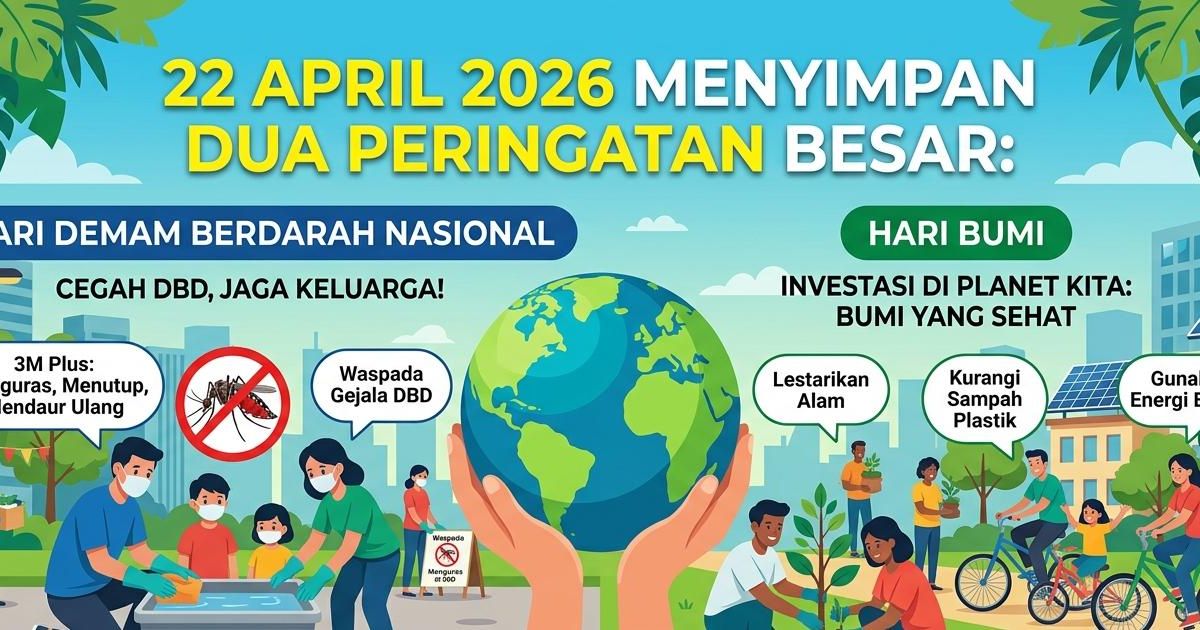 Ilustrasi Hari Demam Berdarah Nasional dan Hari Bumi pada 22 April 2026. (Foto: Gemini/Dayfri)