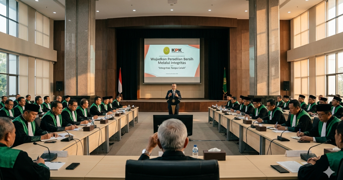 Ilustrasi sinergi MA dan KPK menggelar pelatihan bagi para ketua pengadilan guna mewujudkan peradilan bersih berintegritas tanpa cela. (Foto AI/ Abu Bakar Boli)