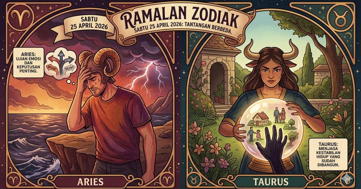 Ramalan zodiak Sabtu 25 April 2026: Aries dan Taurus hadapi ujian besar hari ini (AI)