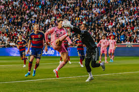 Real Salt Lake's Noel Caliskan dribbles the ball during an MLS match with Inter Miami CF, Wednesday, April 22, 2026 in Sandy, Utah. (Photo: Tyler Staten for KSL.com)
