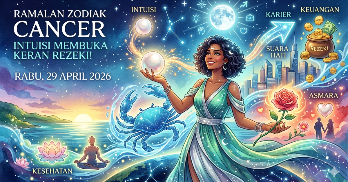 Ramalan Zodiak Cancer Besok 29 April 2026: Intuisi Tajam Membuka Keran Rezeki, Saatnya Keluar dari Zona Nyaman!