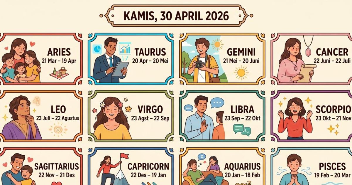 Ramalan Zodiak Besok Kamis, 30 April 2026: Pengaruh Bulan di Virgo dan Waktu Keberuntungan