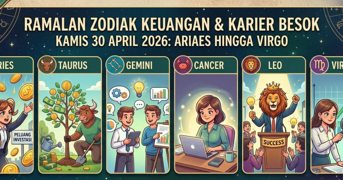 Ramalan Zodiak Keuangan dan Karier Besok Kamis 30 April 2026: Aries hingga Virgo, Peluang Besar Datang dari Kerja Sama
