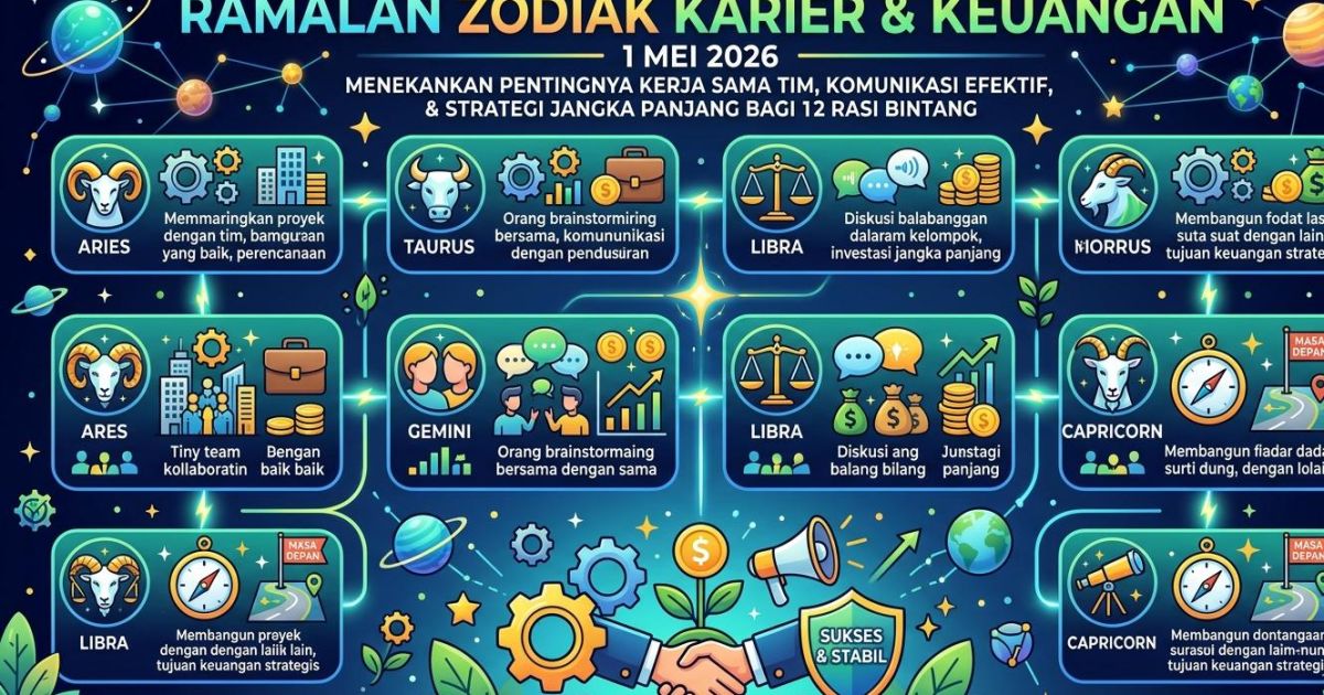 Ilustrasi ramalan zodiak untuk Jumat, 1 Mei 2026. (Gemini/Dayfri)