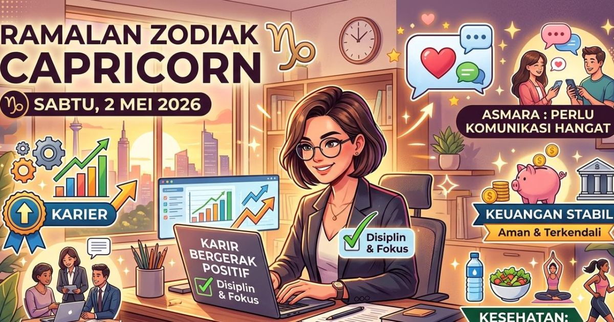 Ramalan Zodiak Capricorn Besok Sabtu 2 Mei 2026: Rezeki Mulai Terbuka, Karier Makin Kuat dan Cinta Butuh Perhatian