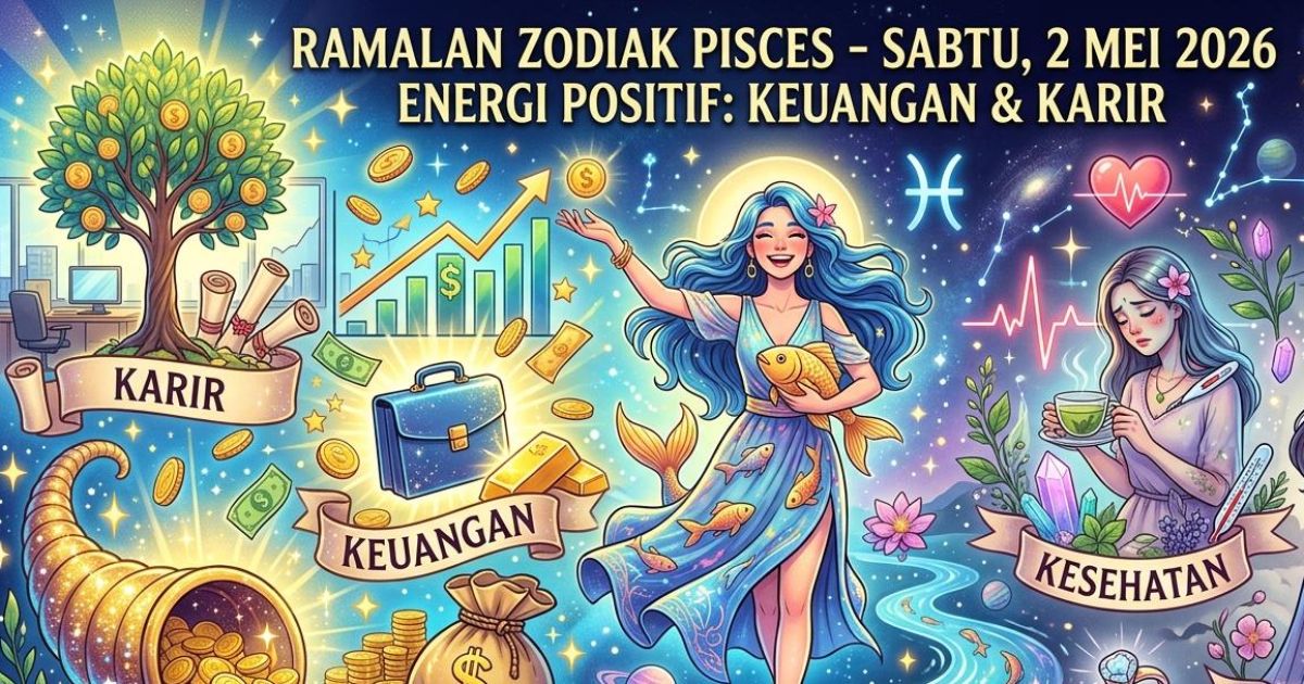 Ramalan Zodiak Pisces Sabtu 2 Mei 2026: Rezeki Besar Datang dan Karier Naik