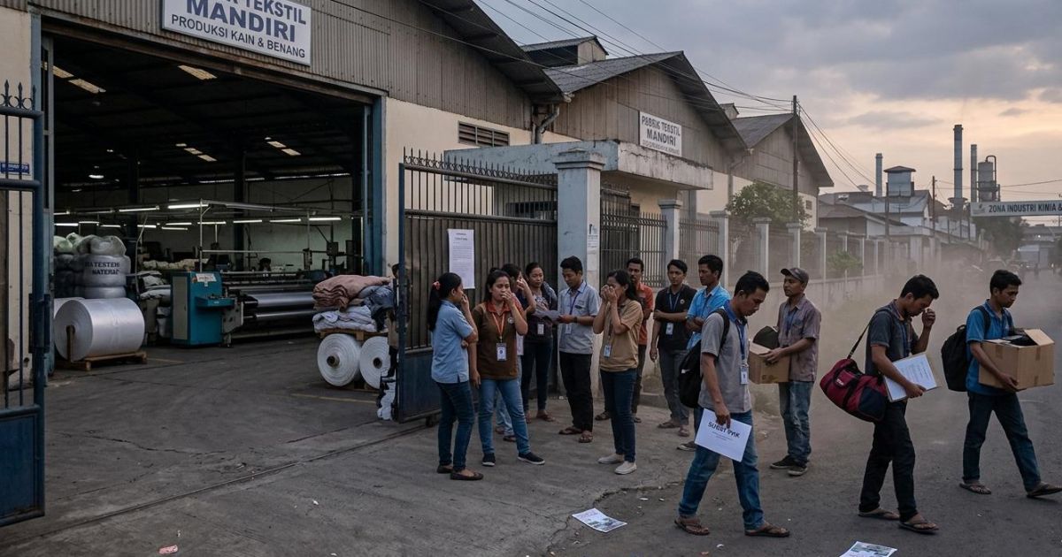 Ilustrasi gelombang pemutusan hubungan kerja (PHK). (Foto: Gemini AI)