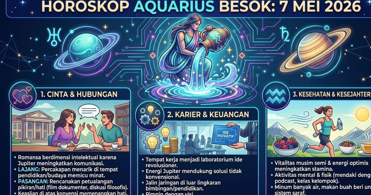 Horoskop Aquarius Besok, 7 Mei 2026: Percintaan, Kesehatan, dan Karier
