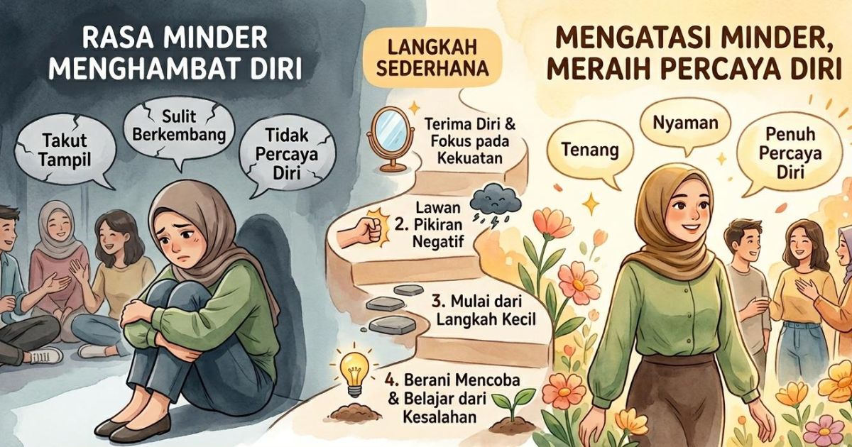 Ilustrasi cara mengatasi minder. (Gemini / Dayfri)
