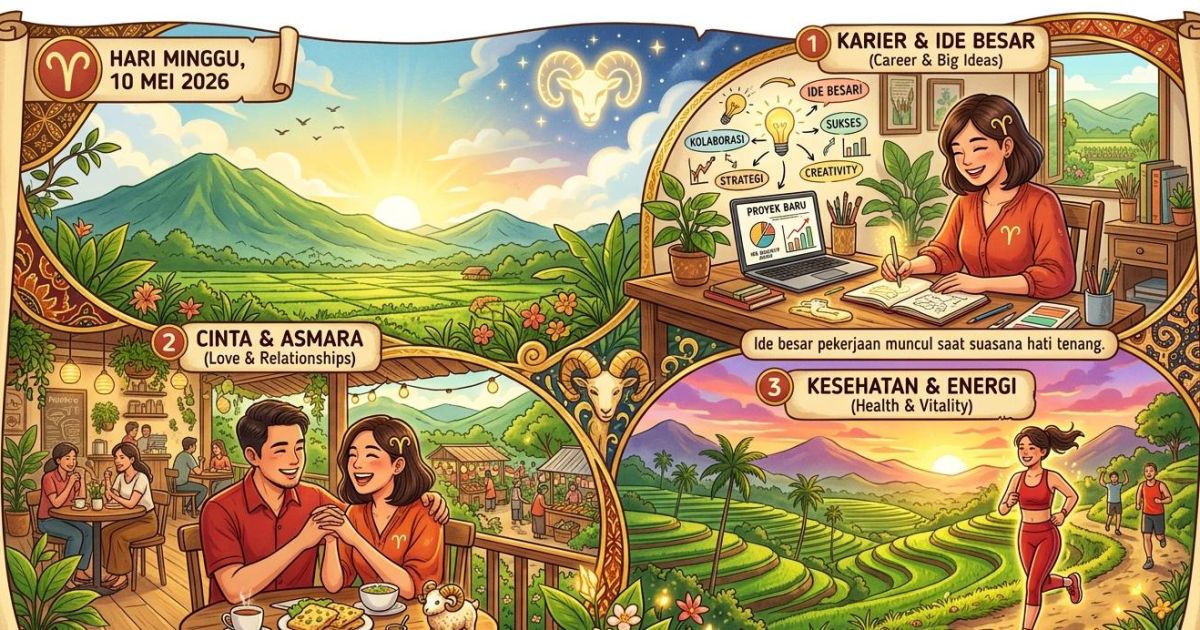 Ramalan Aries Besok 10 Mei 2026: Sinyal Cinta Diam-Diam Muncul, Ide Besar Datang Saat Pikiran Tenang