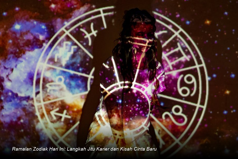 Ilustrasi visualisasi konstelasi rasi bintang emas yang bersinar di latar belakang langit malam yang pekat, memberikan kesan magis dan penuh harapan.