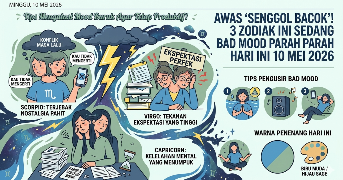 3 Zodiak Ini Sedang Bad Mood Parah Hari Ini 10 Mei 2026