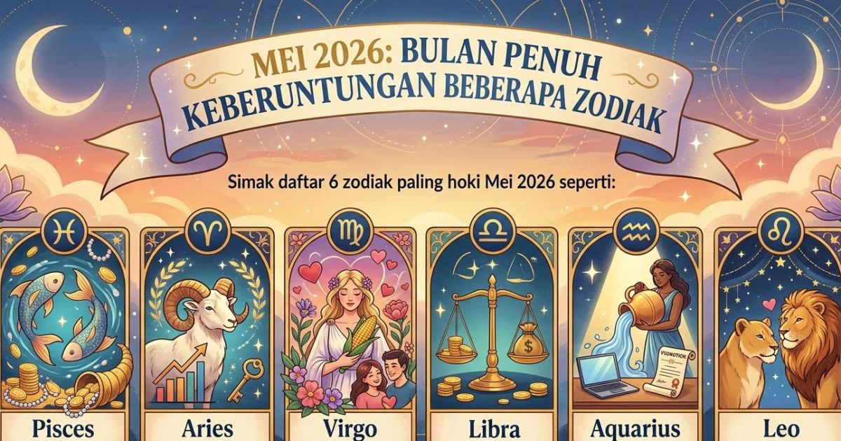 Ilustrasi zodiak paling hoki Mei 2026. (Gemini / Dayfri)