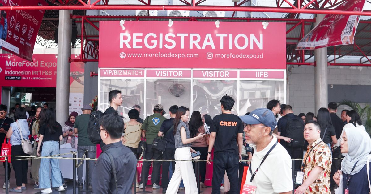 MoreFood Expo Indonesia 2026 resmi dibuka di JIExpo Kemayoran untuk menghubungkan 1.200 supplier F&B global dengan pelaku usaha lokal.