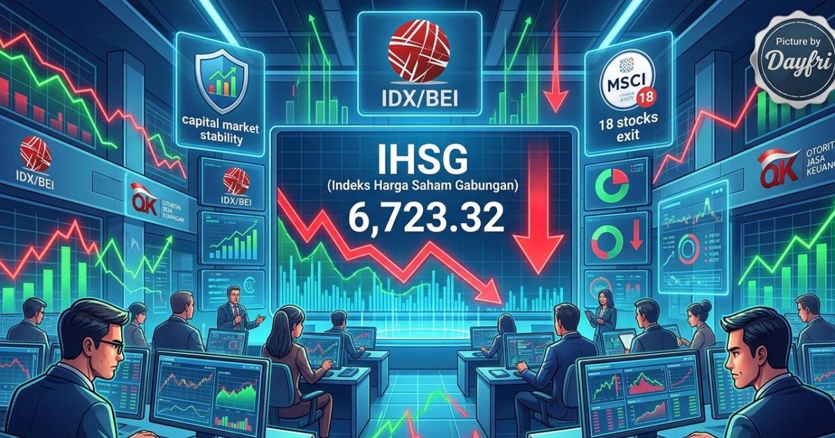 Ilustrasi BEI dan OJK pastikan kondisi pasar modal RI tetap terkendali meski 18 saham keluar dari indeks MSCI. (Gemini / Dayfri)