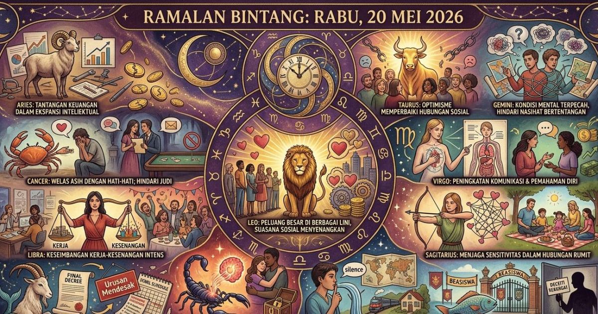 Ramalan Zodiak Rabu 20 Mei 2026: Leo Raih Peluang, Gemini Butuh Fokus