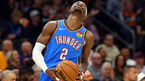 Apr 27, 2026; Phoenix, Arizona, USA; Oklahoma City Thunder guard Shai Gilgeous-Alexander (2) reacts against the Phoenix Suns in the first half during game four of the first round of the 2026 NBA Playoffs at Mortgage Matchup Center. Mandatory Credit: Mark J. Rebilas-Imagn Images | Mark J. Rebilas-Imagn Images