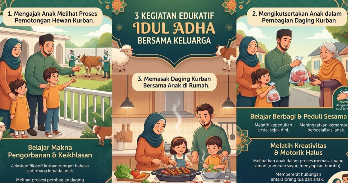 Ilustrasi kegiatan anak ketika Idul Adha. (Gemini/Dayfri)