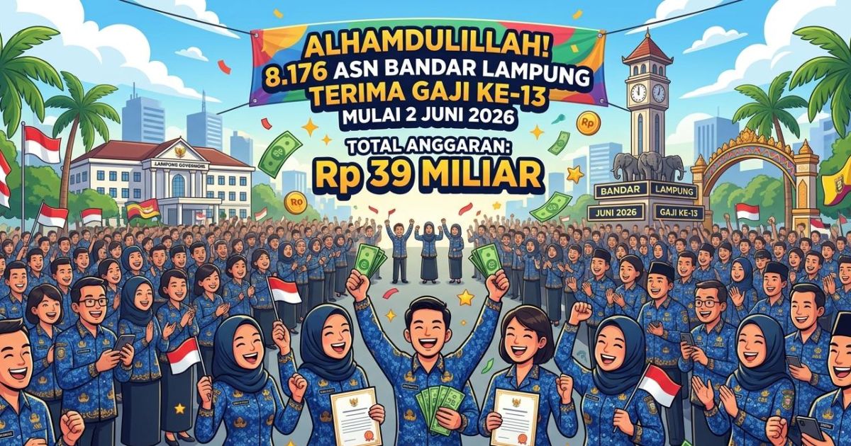 Pemkot Bandar Lampung Cairkan Gaji ke-13 ASN Mulai 2 Juni, Anggaran Rp39 Miliar