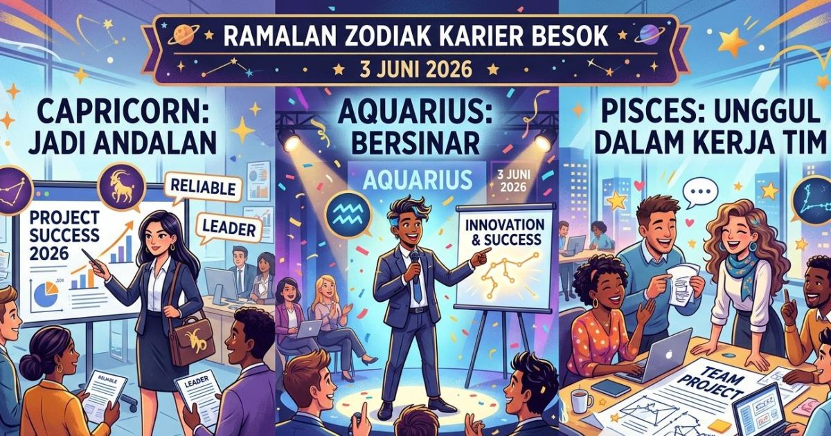 Ilustrasi Ramalan zodiak karier untuk besok, Rabu 3 Juni 2026. (Gemini / Dayfri)