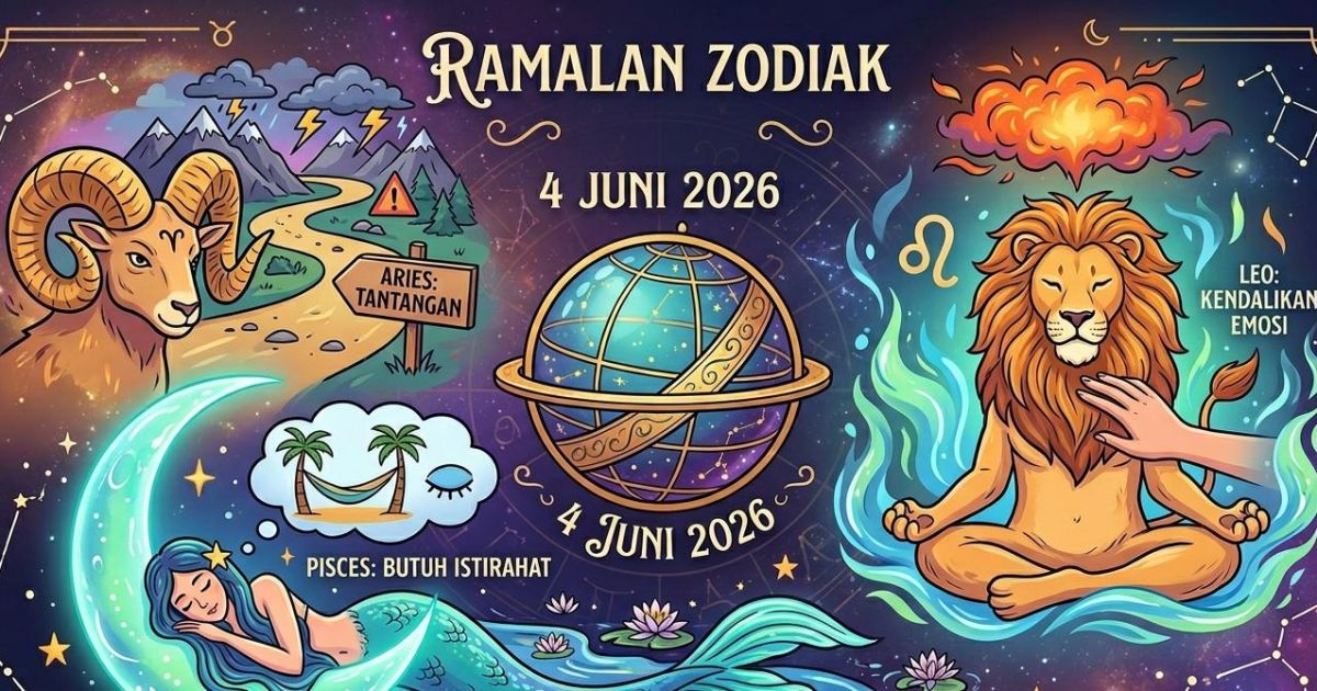 Ramalan Zodiak Besok 4 Juni 2026: Aries Hadapi Tantangan, Leo Wajib Kendalikan Emosi, Pisces Butuh Istirahat!