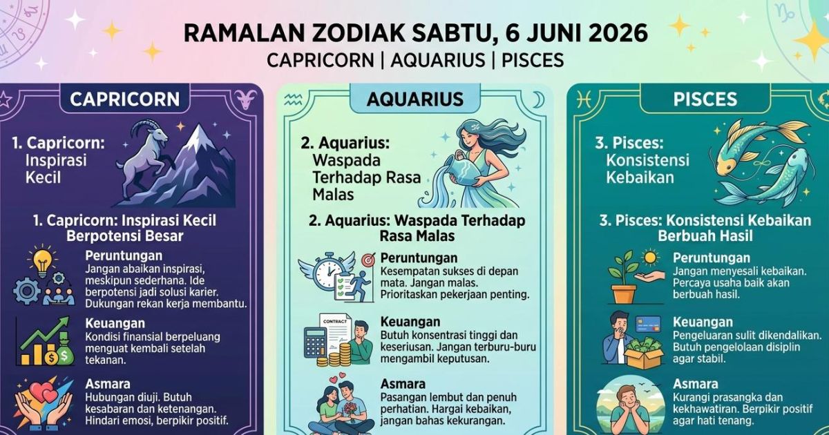 Ilustrasi Ramalan Zodiak Besok 6 Juni 2026. (Gemini / Dayfri)