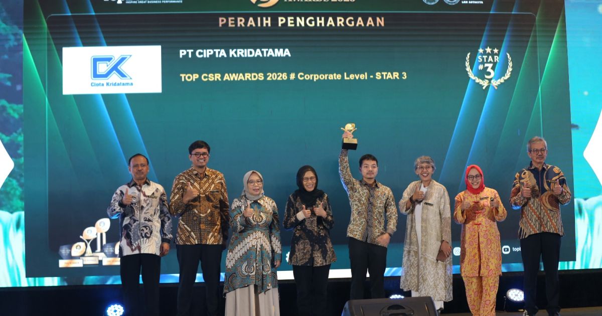 PT Cipta Kridatama (CK) meraih Gold Winner IMSA 2026 dan TOP CSR Awards 2026 Star 3 berkat komitmen nol fatalitas selama tiga tahun dan program sosial inovatif. [Foto: ist]