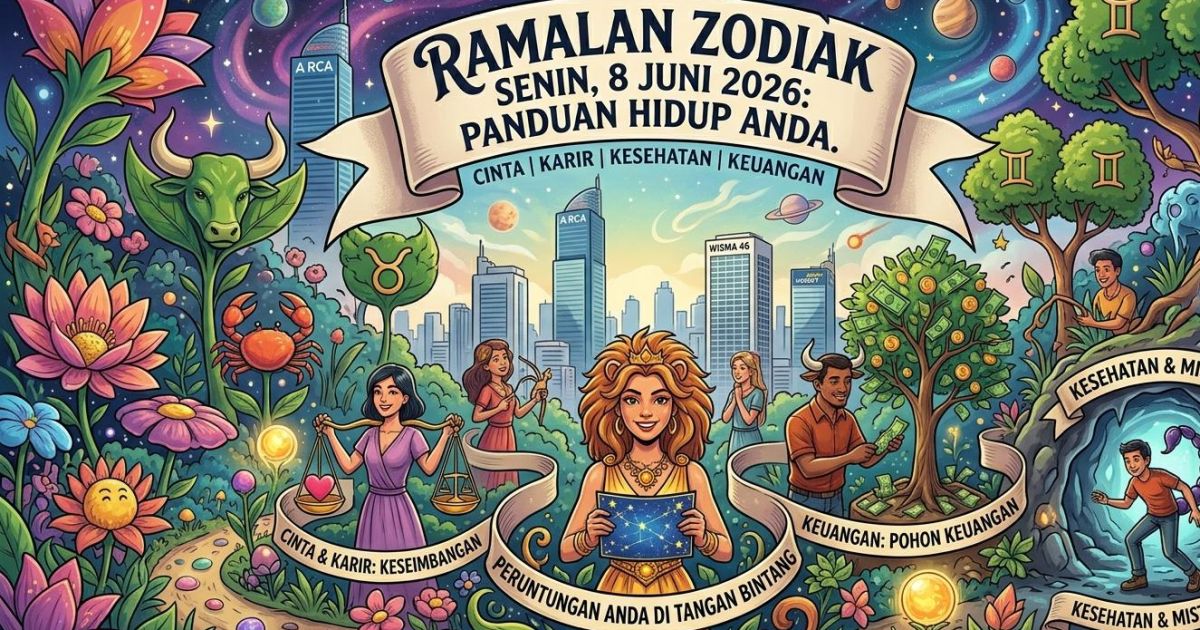 Ilustrasi ramalan zodiak Senin 8 Juni 2026. (Gemini / Dayfri)