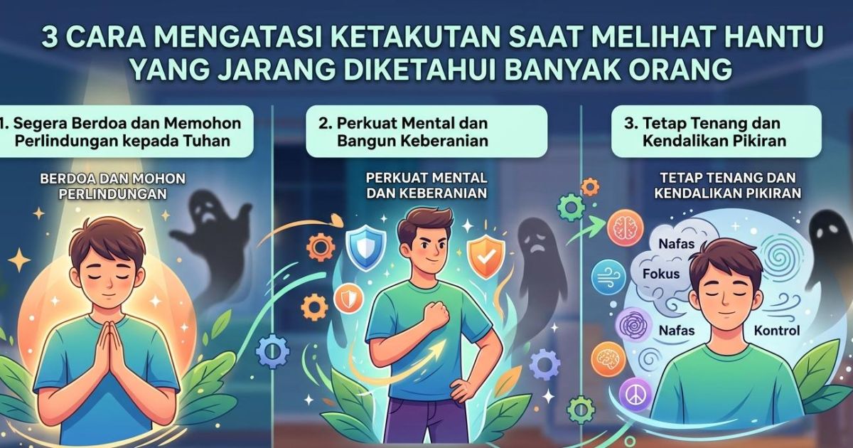 Ilustrasi cara mengatasi ketakutan saat melihat hantu. (Gemini AI)