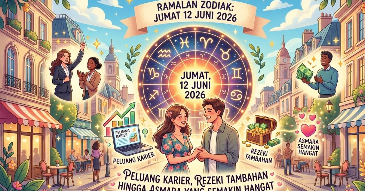 Ilustrasi Ramalan Zodiak Jumat 12 Juni 2026. (Gemini/Dayfri)