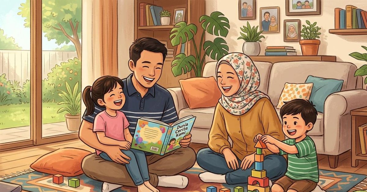Ilustrasi kebersamaan anak dengan orang tua. (Gemini / Dayfri)