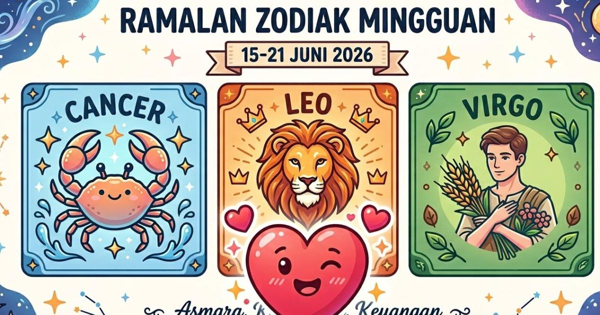 Ilustrasi Ramalan Zodiak Mingguan 15-21 Juni 2026. (Gemini)