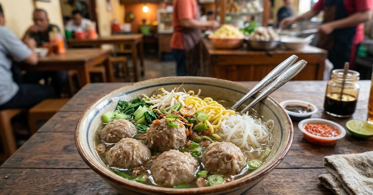 Ilustrasi ide bisnis kuliner usaha bakso. (Gemini / Dayfri)