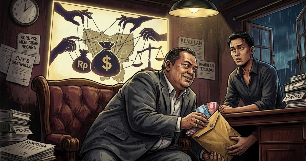 Ilustrasi korupsi. (Gemini AI)