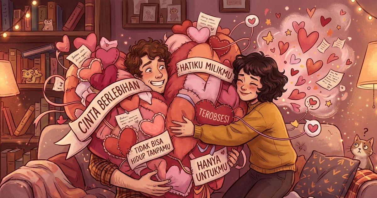 Ilustrasi cinta berlebihan. (Gemini / Dayfri)