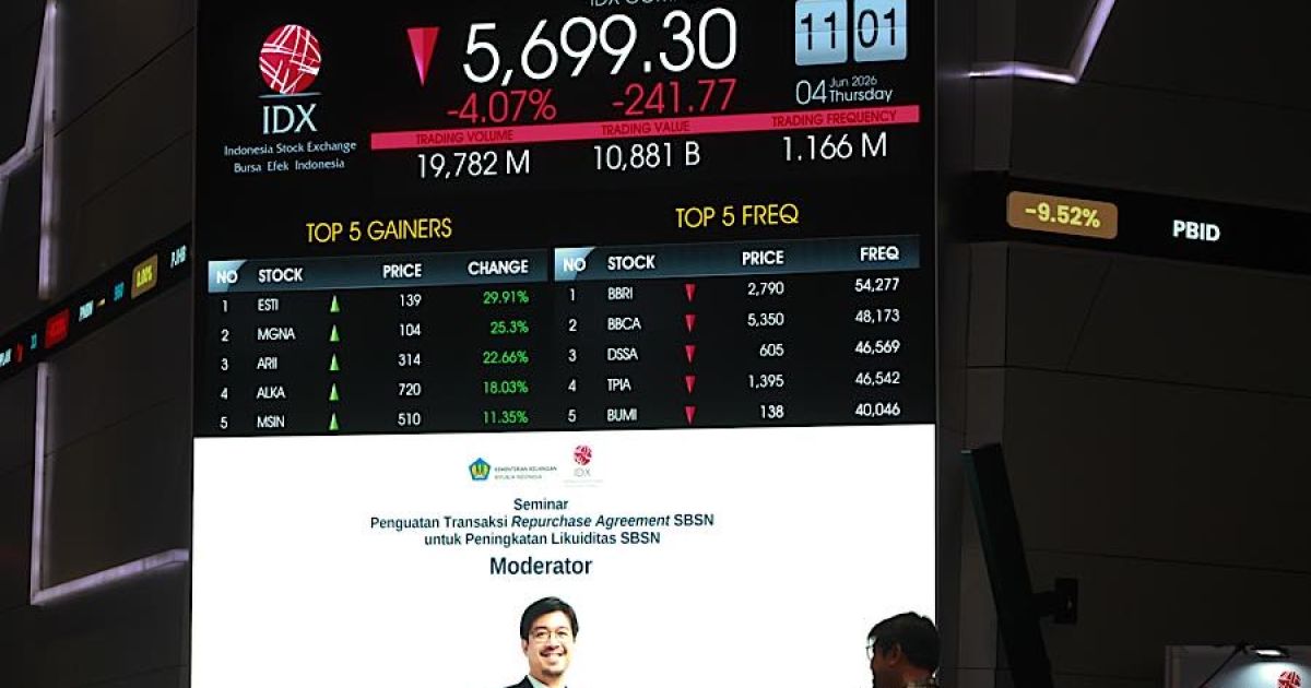 Seorang karyawan di depan layar pergerakan harga saham (IHSG) di Bursa Efek Indonesia (BEI) beberapa waktu lalu. (Foto: Bloomberg Technoz/Andrean Kristianto)
