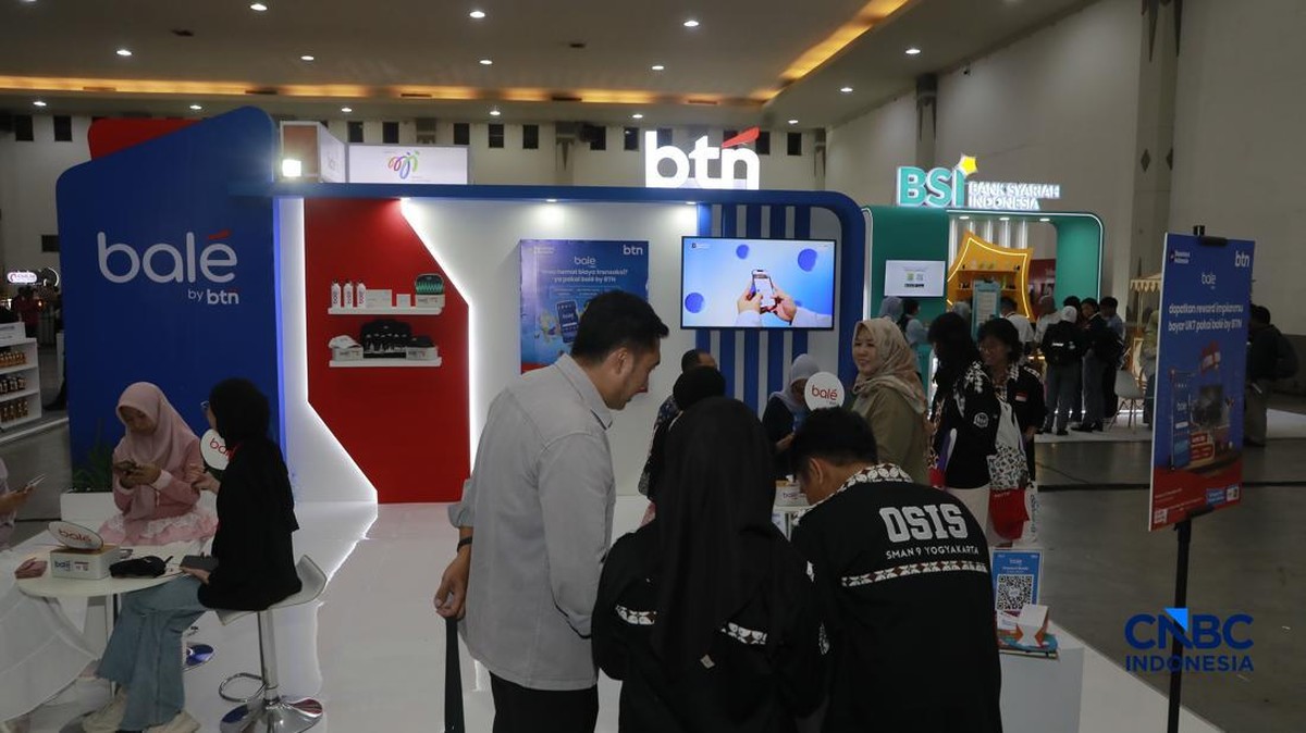 Foto: Suasana booth Bank BTN dalam acara Jogja Financial Festival 2026 di Jogja Expo Center (JEC), Yogyakarta, Jawa Tengah, Sabtu (23/5/2026). (CNBC Indonesia/Muhammad Sabki)