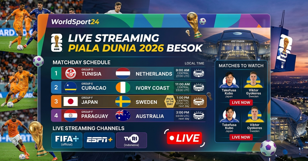 Jadwal Piala Dunia 2026 Besok, 26 Juni